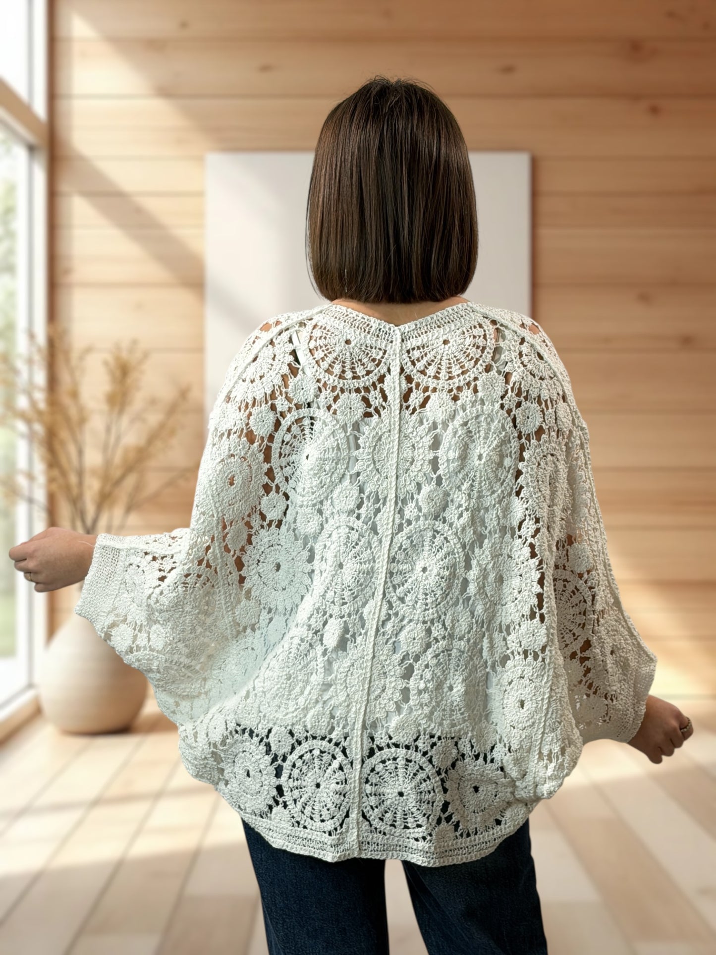 KARINA - GILET OVERSIZE EN COTON BLANC JUSQU'A LA TAILLE 50