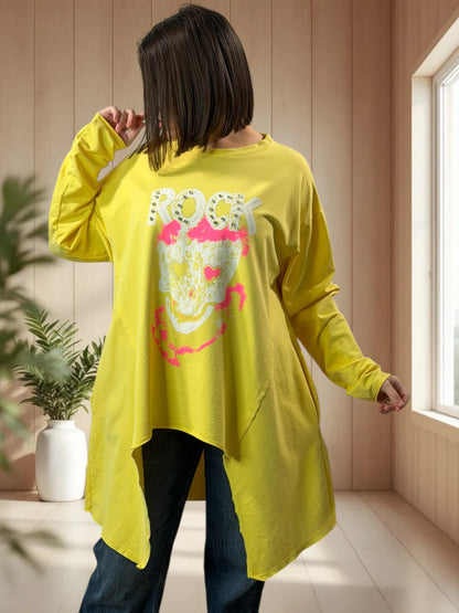 MARLON - SWEAT OVERSIZE JAUNE JUSQU'A LA TAILLE 54