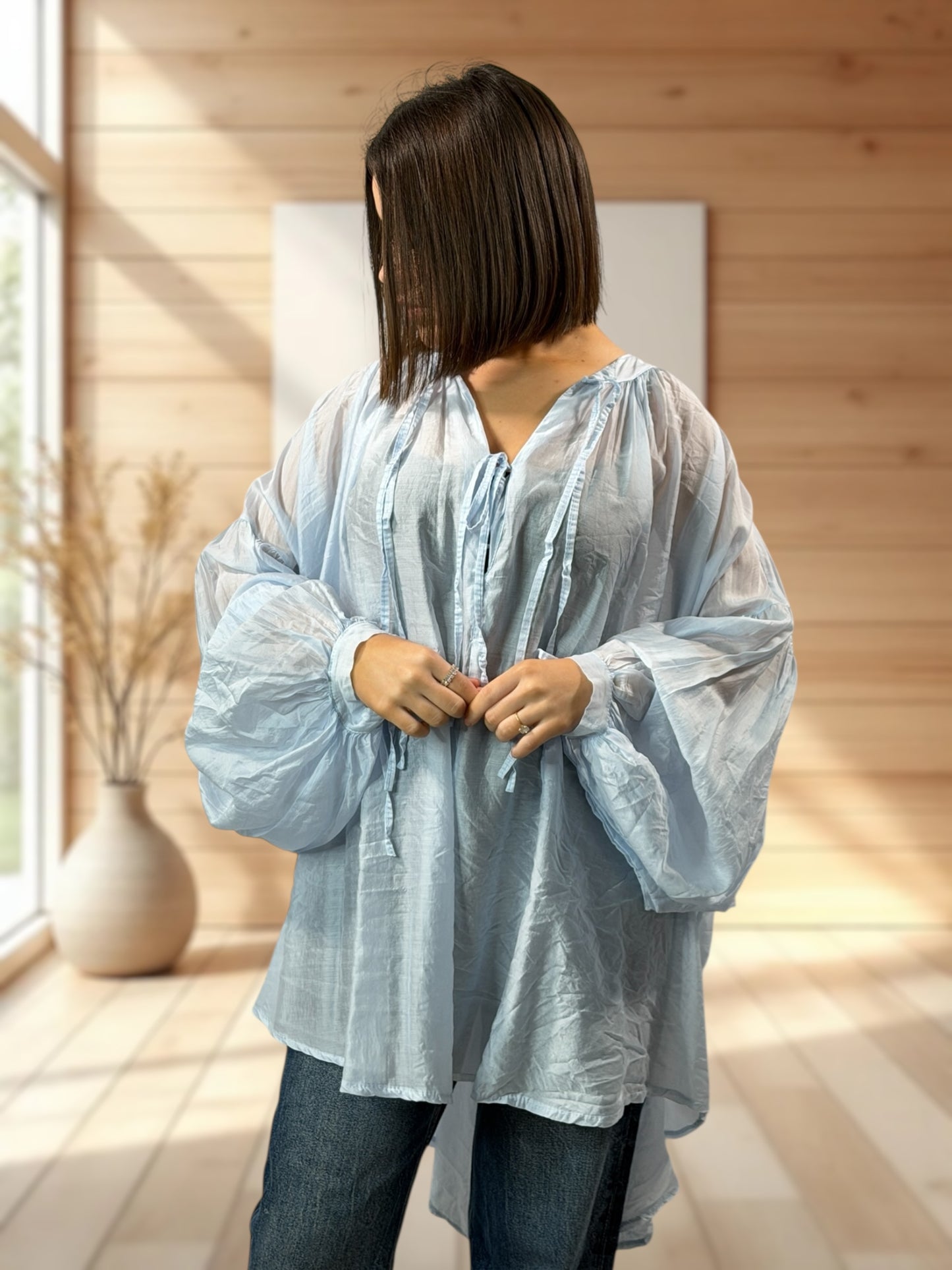 ANGELICA  - TUNIQUE OVERSIZE BLEU CIEL JUSQU'A LA TAILLE 60