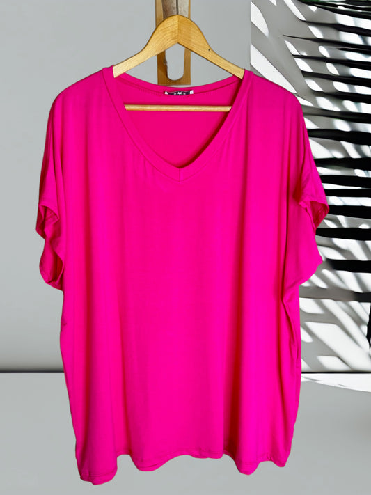 MARIO - T-SHIRT ORANGE EN FUCHSIA JUSQU'A LA TAILLE 56/58