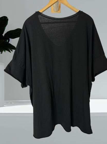 MAX - T-SHIRT NOIR EN COTON TAILLE 48/50 A 56/58