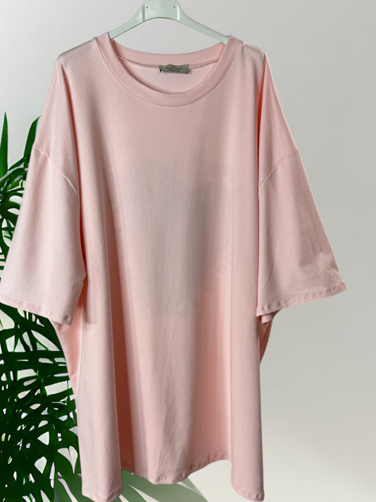 PABLO - LONG T-SHIRT ROSE MOTIF COEUR AU DOS JUSQU'A LA TAILLE 60