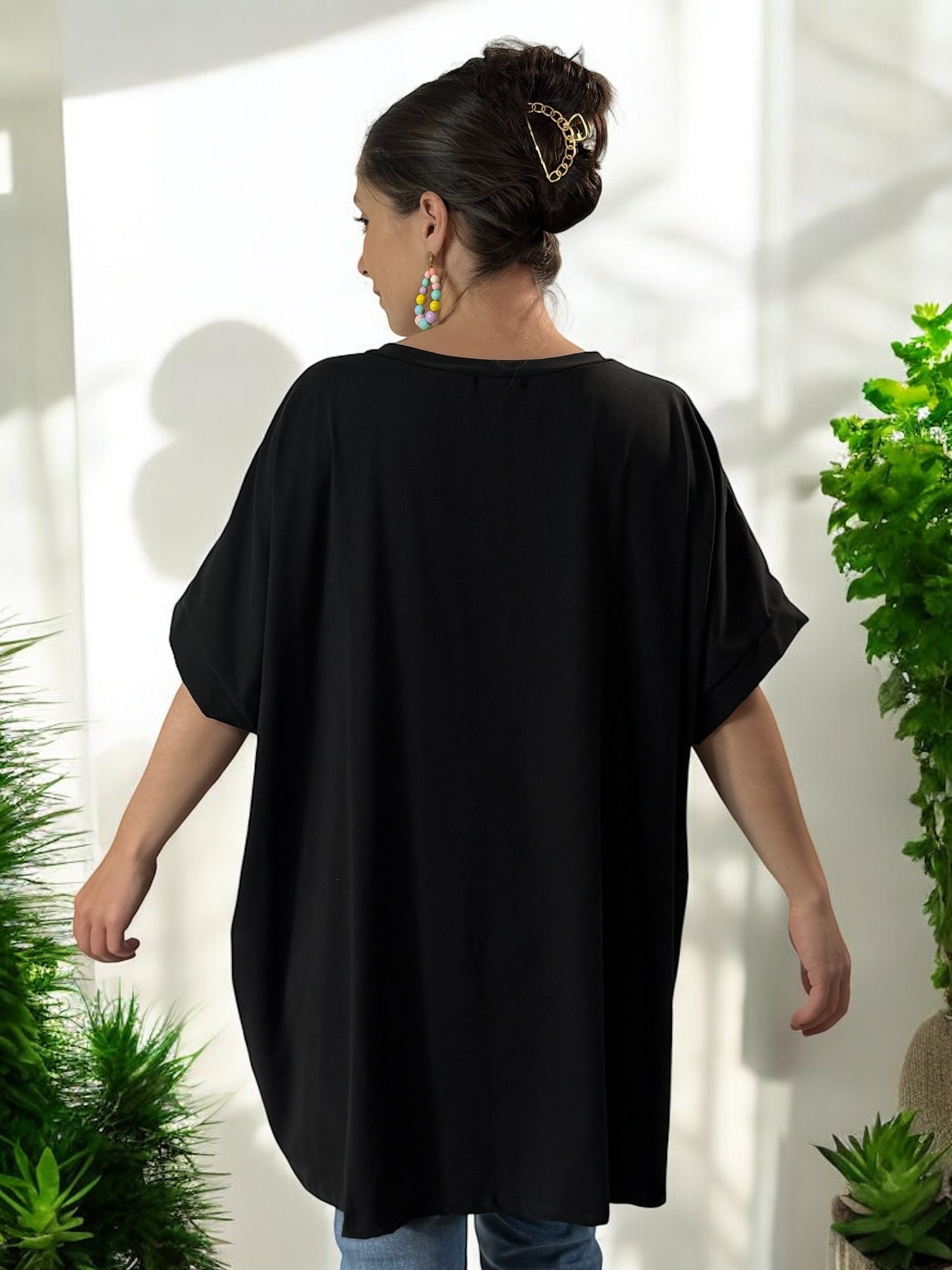 NINO - T-SHIRT NOIR MOTIF AMOUR JUSQU'A LA TAILLE 58