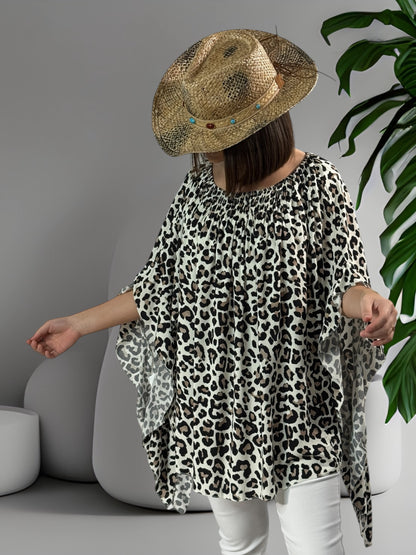 FAUVE - BLOUSE LEOPARD OVERSIZE  JUSQU'A LA TAILLE 54