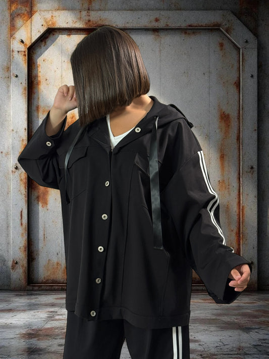 MARLEY - VESTE NOIRE OVERSIZE JUSQU'A LA TAILLE 54