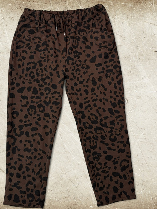 DIEGO - PANTALON SPORTSWEAR LEOPARD MARRON TAILLE 46 A 50/52