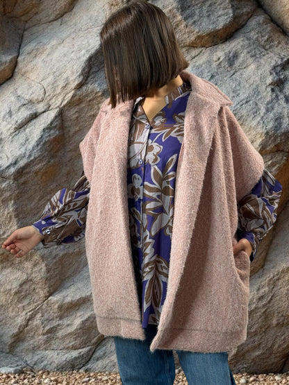 JACK - GILET ROSE SANS MANCHE AVEC COL JUSQU'A LA TAILLE 54