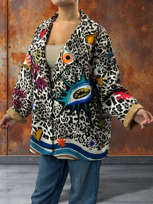 MARICAO - VESTE OVERSIZE MOTIF OEIL JUSQU'A LA TAILLE 52