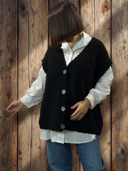 MARVIN - GILET NOIR SANS MANCHE JUSQU'A LA TAILLE 54/56