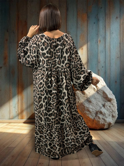 ANOUSHKA - ROBE LEOPARD BEIGE JUSQU'A LA TAILLE 56