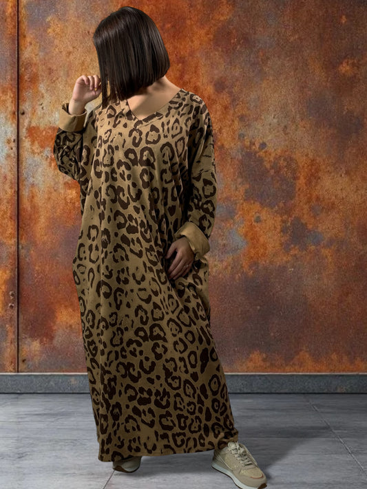 MARTINA - ROBE LEOPARD CAMEL JUSQU'A LA TAILLE 54