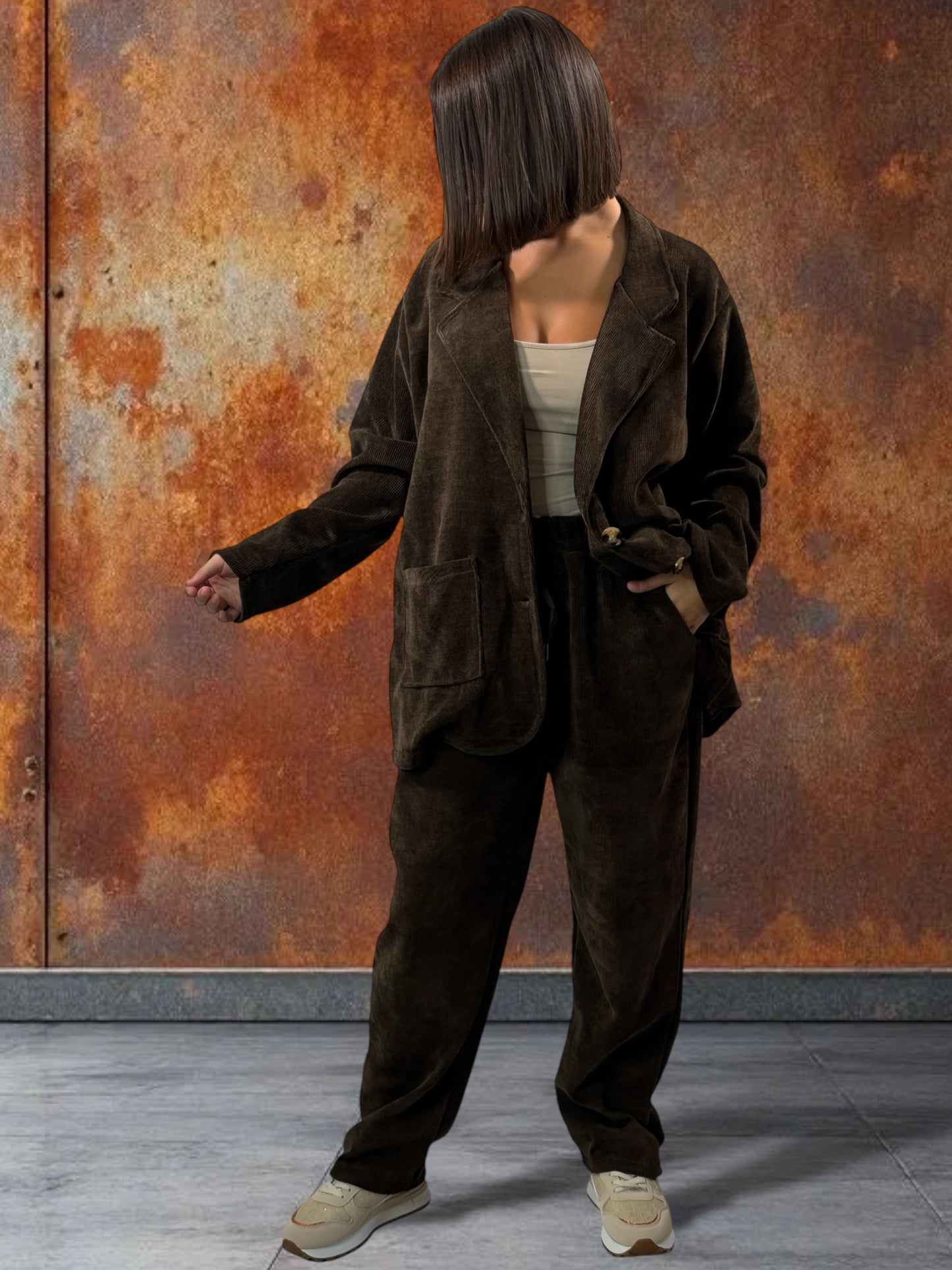 LEON - PANTALON EN VELOURS MARRON TAILLE 44 A 50/52
