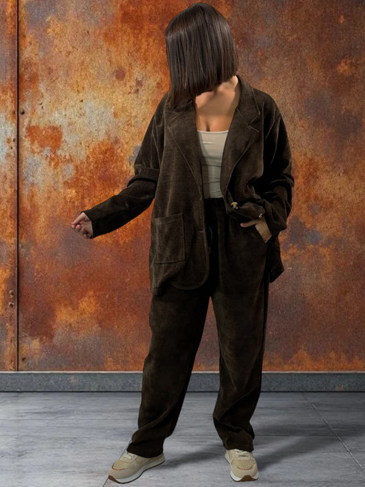 LEON - PANTALON EN VELOURS MARRON TAILLE 44 A 50/52