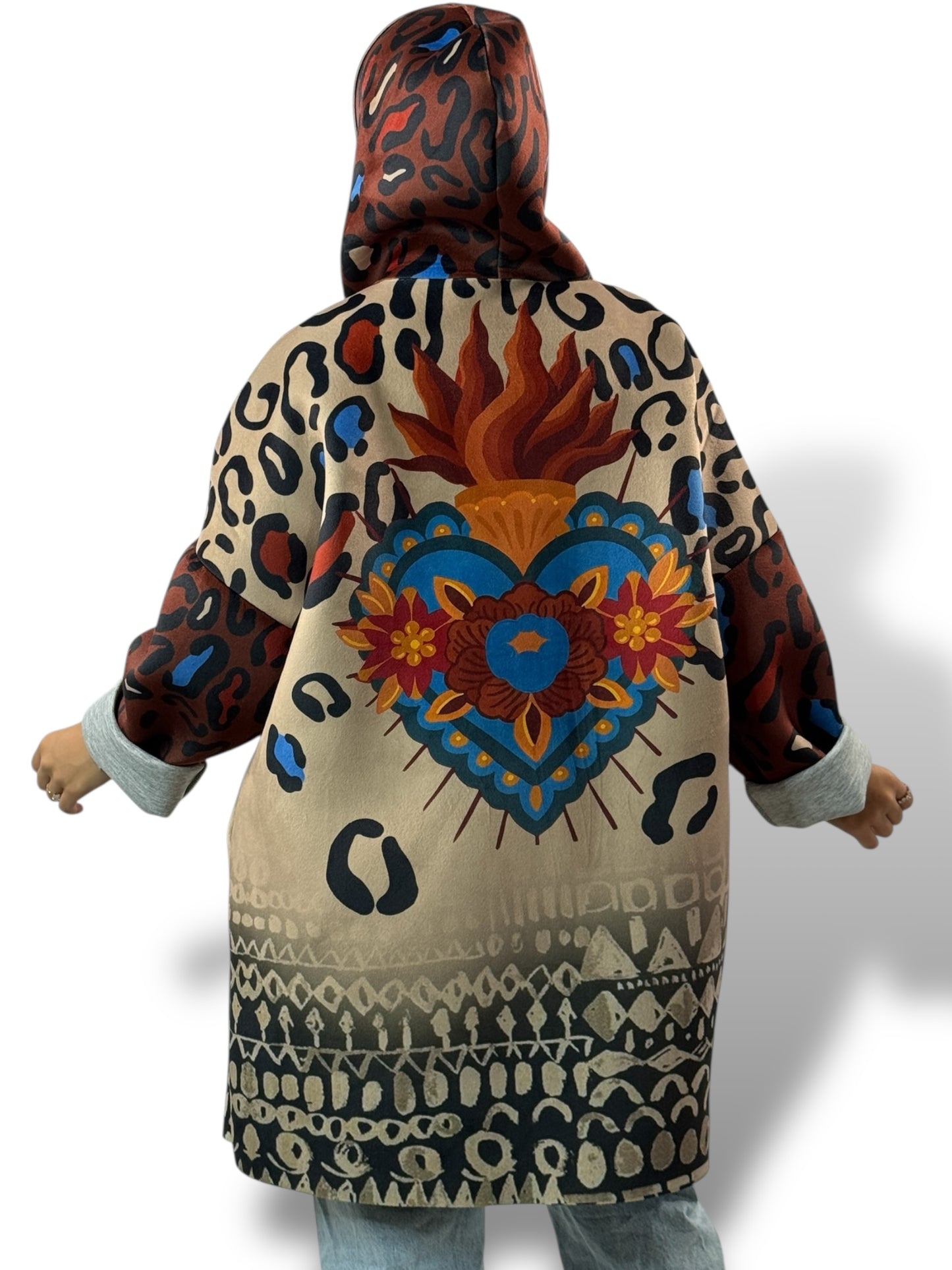 LULU - VESTE A CAPUCHE A MOTIF JUSQU'A LA TAILLE 52/54