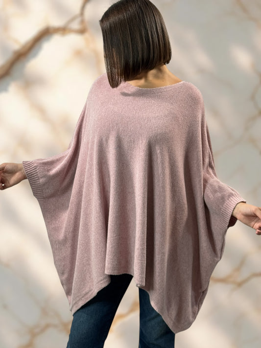 NICKO - PULL OVERSIZE ROSE JUSQU'A LA TAILLE 60