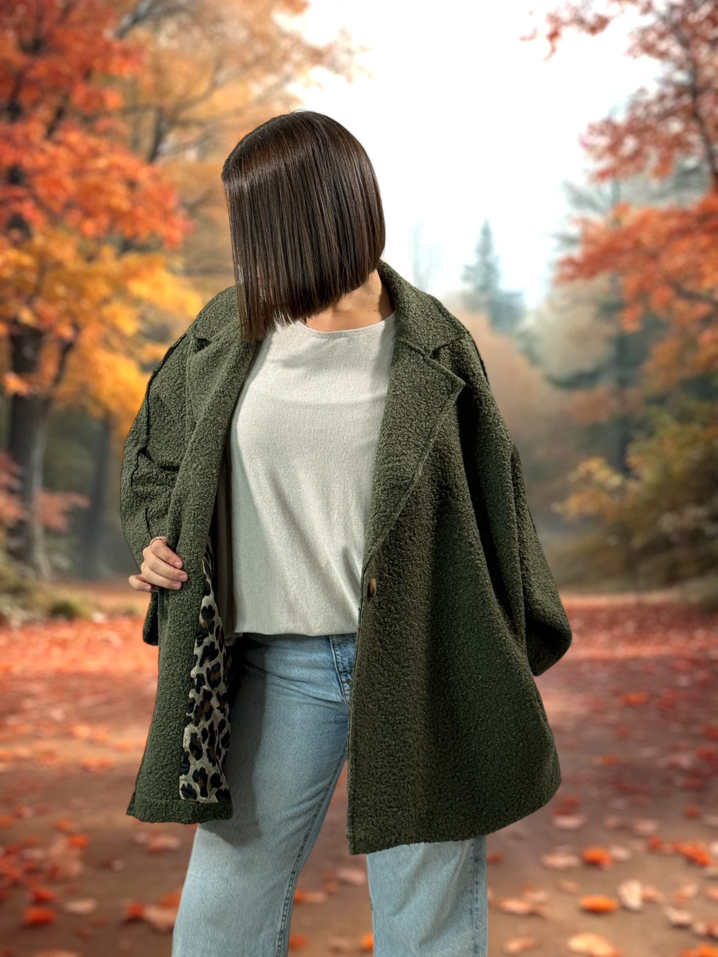 RUBY - VESTE OVERSIZE KAKI JUSQU'A LA TAILLE 56