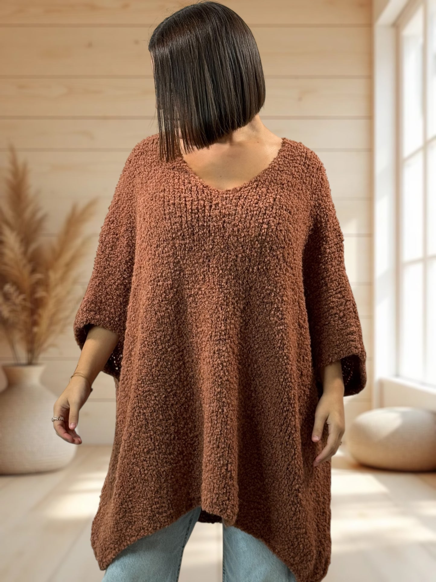 CAMILLE - PULL TERRACOTTA OVERSIZE JUSQU'A LA TAILLE 58