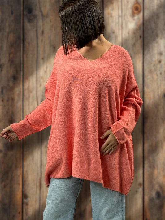PALOMA - PULL OVERSIZE ABRICOT JUSQU'A LA TAILLE 56