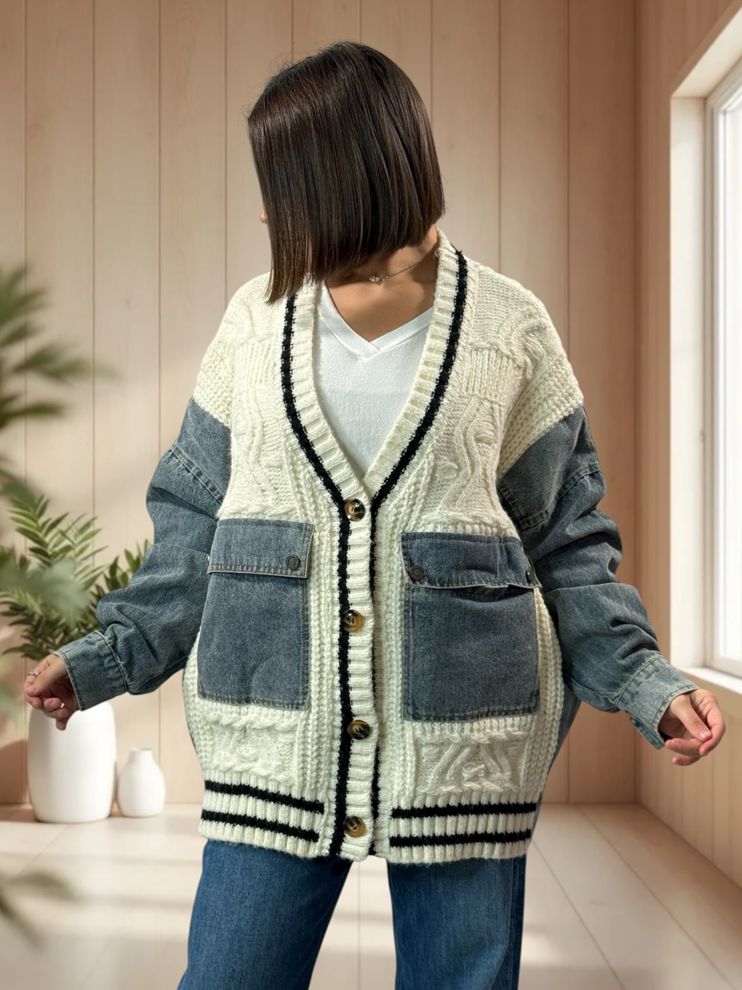ARTURO - VESTE BLANC CASSE OVERSIZE AVEC JEAN JUSQU'A LA TAILLE 54/56