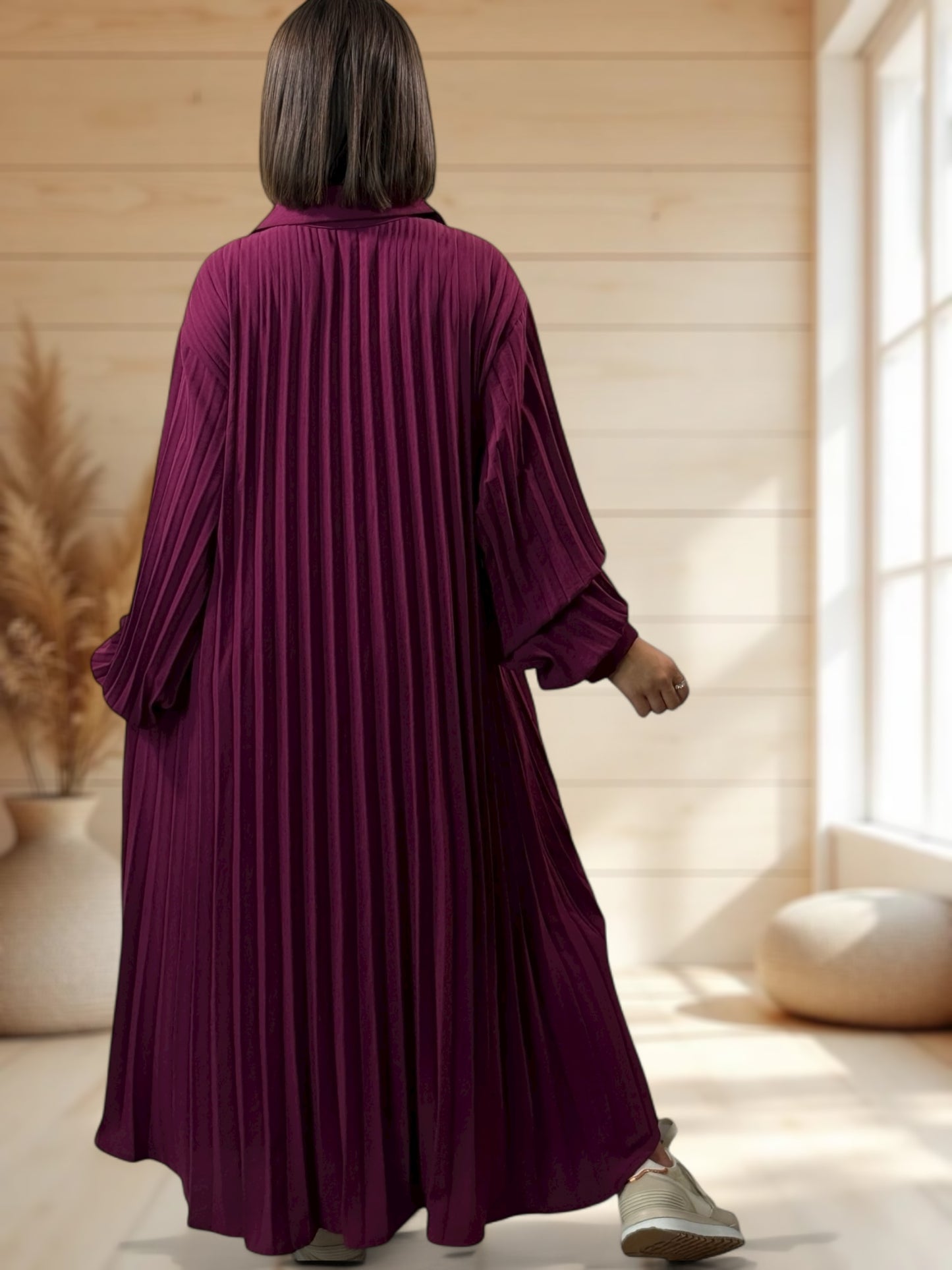 MAROUSSIA - ROBE CYCLAMEN PLIS SOLEIL JUSQU'A LA TAILLE 56