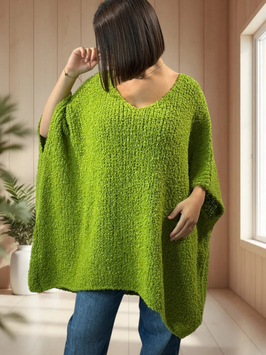 CAMILLE - PULL VERT OVERSIZE JUSQU'A LA TAILLE 58