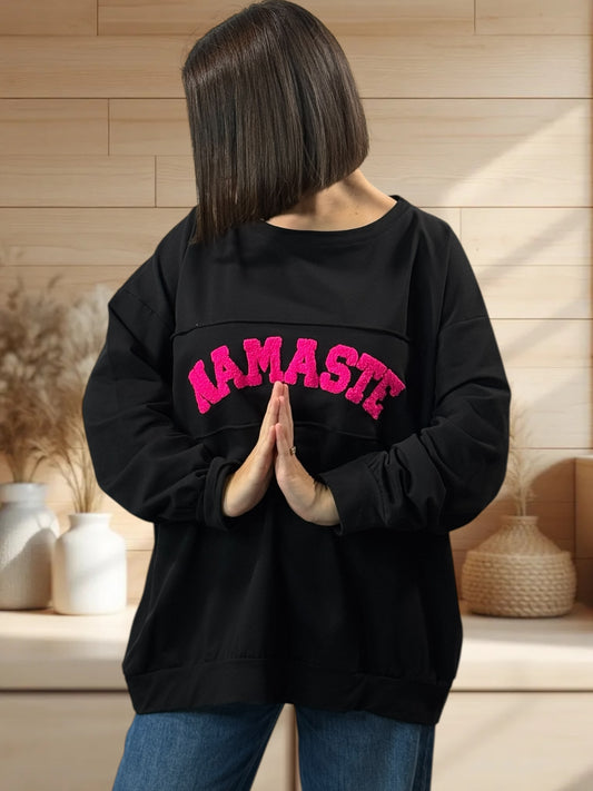 NAMASTE - SWEAT OVERSIZE NOIR JUSQU'A LA TAILLE 52