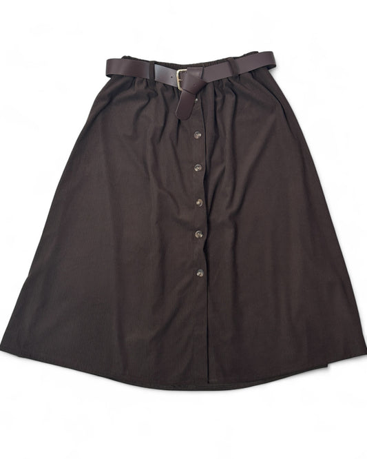 CAROLINA - JUPE EN VELOURS MARRON JUSQU'A LA TAILLE 52/54