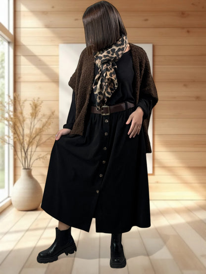 CAROLINA - JUPE EN VELOURS NOIR JUSQU'A LA TAILLE 52/54