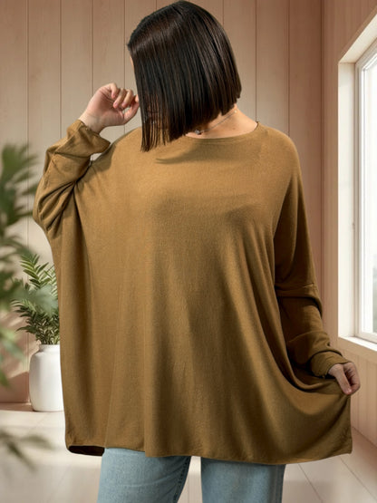 CAPRIO - PULL CAMEL EN MAILLE FLUIDE JUSQU'A LA TAILLE 54