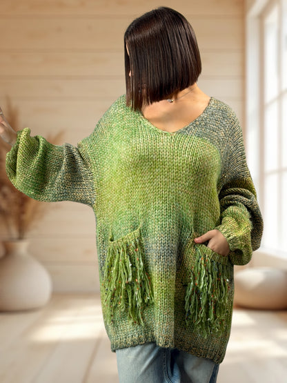 CHACHA REF1 - PULL OVERSIZE VERT AVEC LUREX JUSQU'A LA TAILLE 54/56