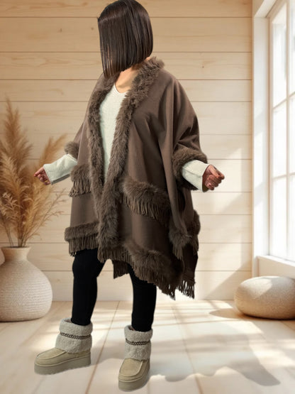 MAGNOLIA - CAPE MARRON FAUSSE FOURRURE