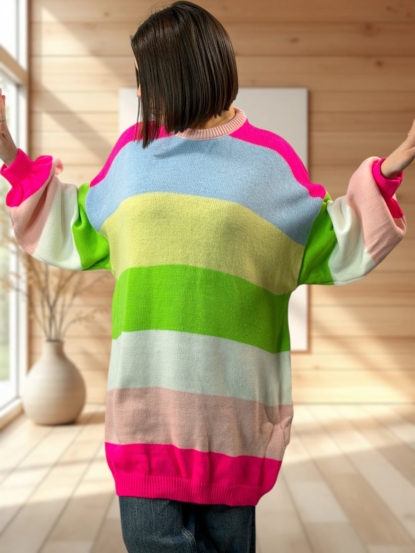 BARBARA - PULL A RAYURE MULTICOLORE JUSQU'A LA TAILLE 56