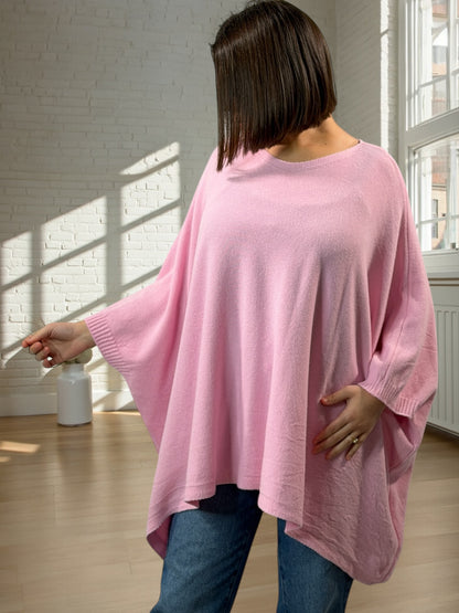 NICKO - PULL OVERSIZE ROSE JUSQU'A LA TAILLE 60