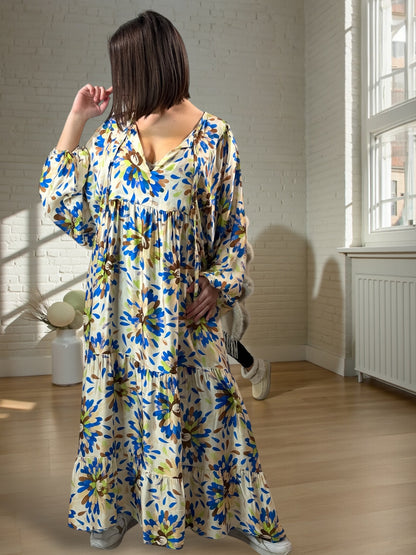 CAMILLA - ROBE AVEC DE LA SOIE MOTIF IMPERIAL JUSQU'A LA TAILLE 52