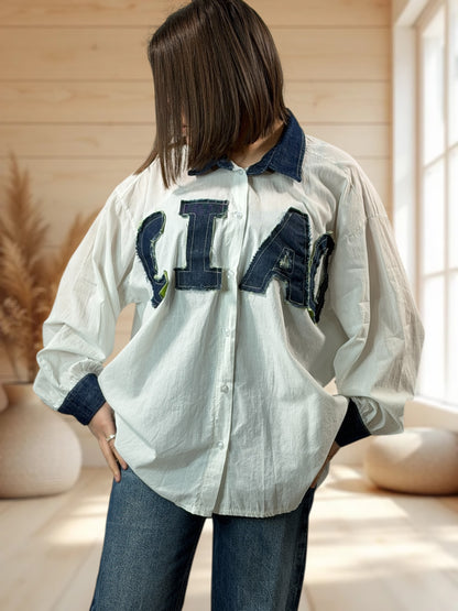 ERIKA - CHEMISE OVERSIZE BLANCHE JUSQU'A LA TAILLE 54