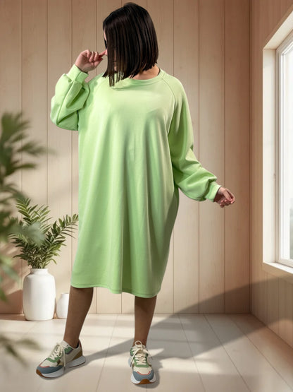 CHRISTINA - ROBE TUNIQUE OVERSIZE EN SWEAT VERTE JUSQU'A LA TAILLE 54/56