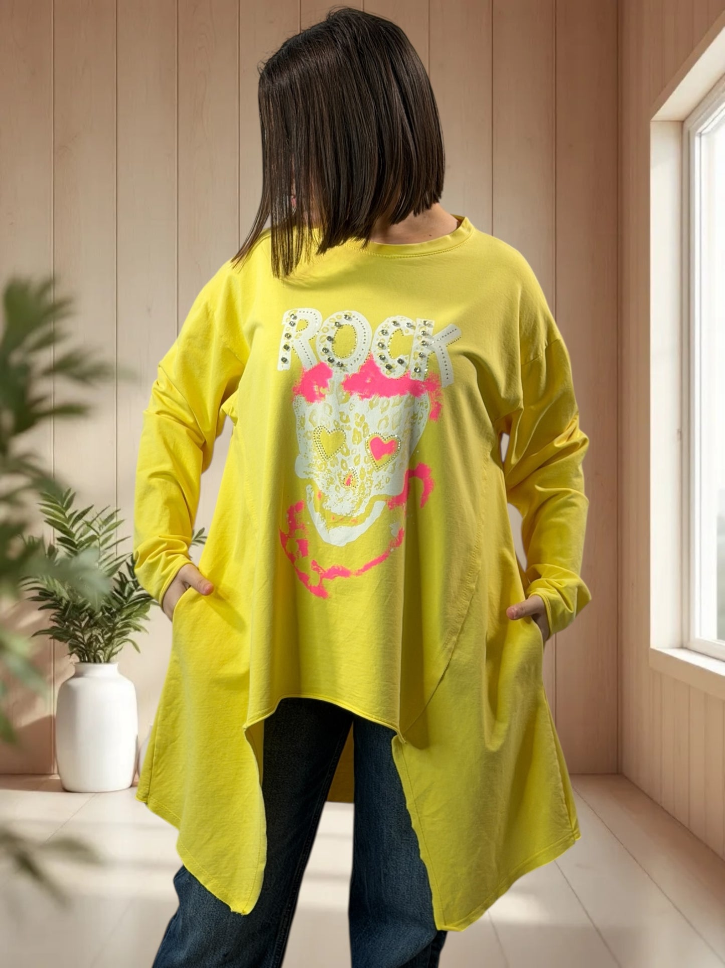 MARLON - SWEAT OVERSIZE JAUNE JUSQU'A LA TAILLE 54