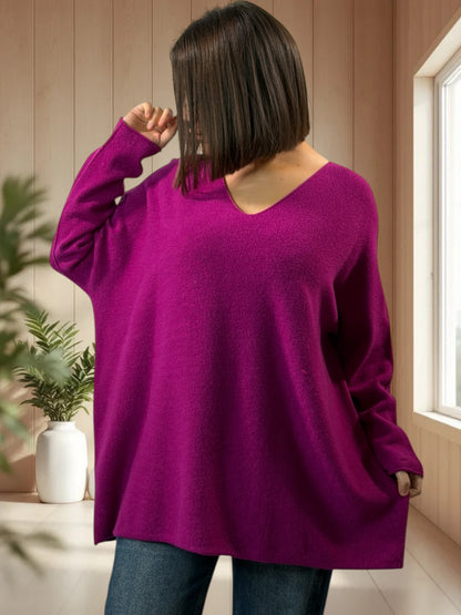 PAOLA - PULL OVERSIZE CYCLAMEN JUSQU'A LA TAILLE 54/56
