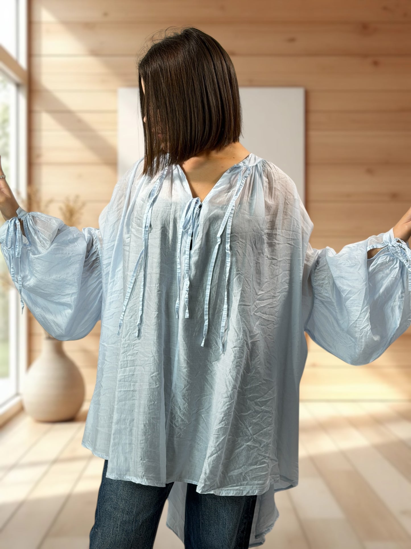 ANGELICA  - TUNIQUE OVERSIZE BLEU CIEL JUSQU'A LA TAILLE 60