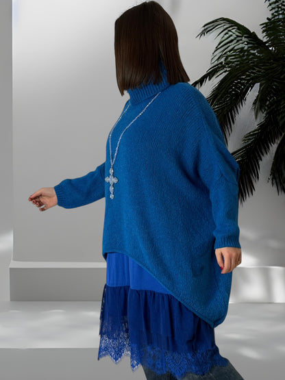 CHARLINE - FOND DE ROBE BLEUE TAILLE 44/46 A 56