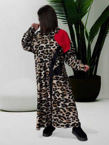 VALENTINA - ROBE  OVERSIZE A MOTIF LEOPARD JUSQU'A LA TAILLE 52