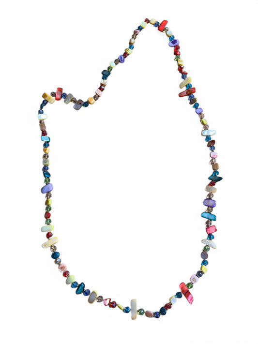 REFB9- SAUTOIR EN PERLE DE VERRE MULTICOLORE