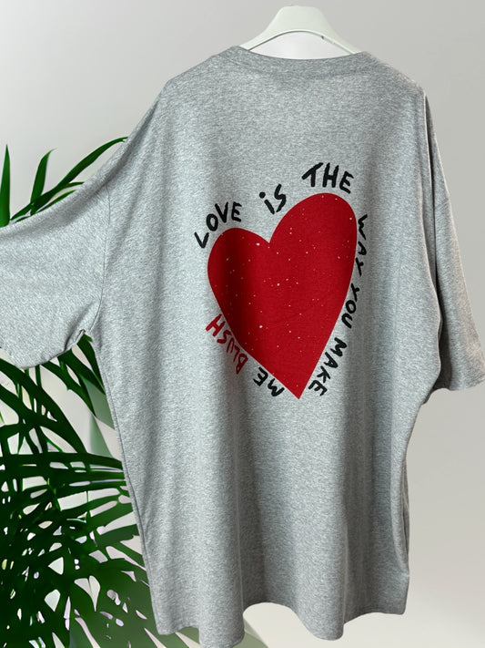 PABLO - LONG T-SHIRT GRIS MOTIF COEUR AU DOS JUSQU'A LA TAILLE 60