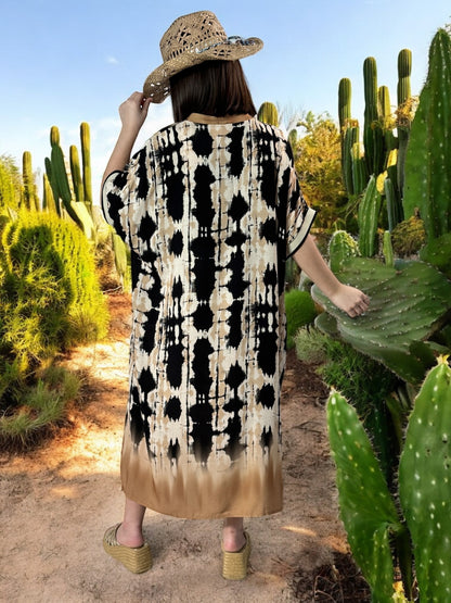 LALY - ROBE OVERSIZE MOTIF NOIR JUSQU'A LA TAILLE 54