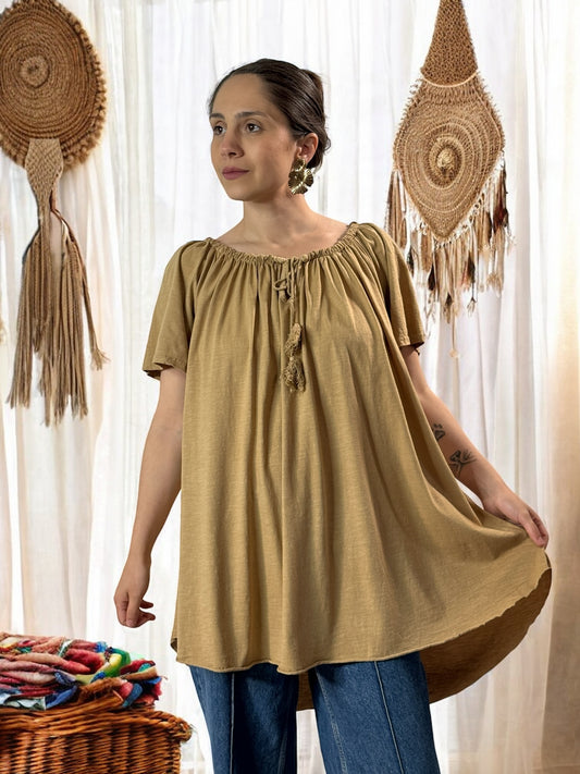 BEA - T-SHIRT CAMEL EN COTON JUSQU'A LA TAILLE 52