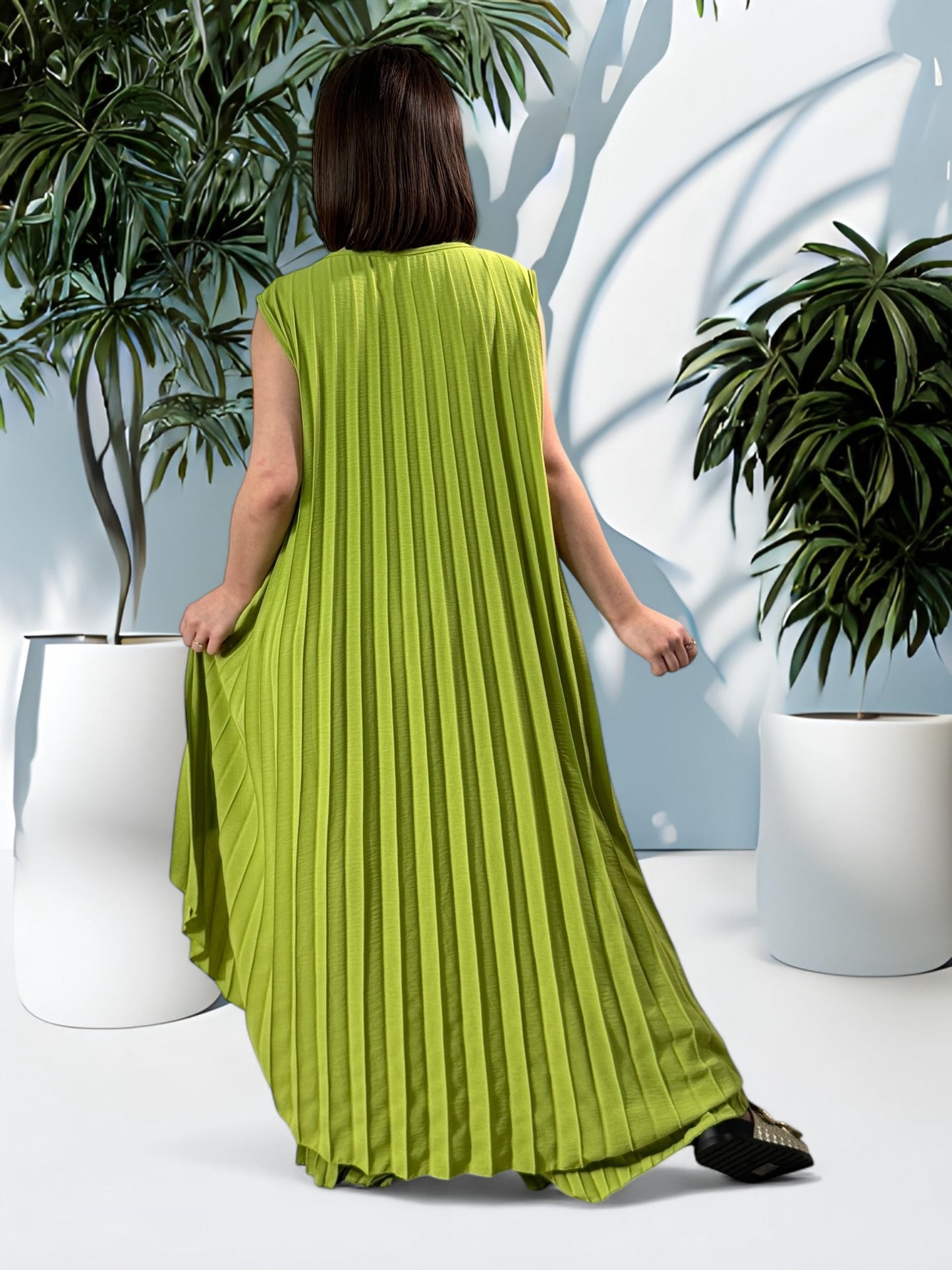 COCKTAIL - ENSEMBLE VERT TUNIQUE ET PANTALON  OVERSIZE JUSQU'A LA TAILLE 56