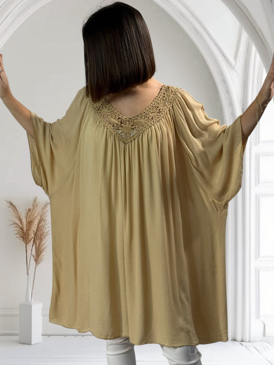 LOLITA - TUNIQUE OVERSIZE CAMEL JUSQU'A LA TAILLE 58