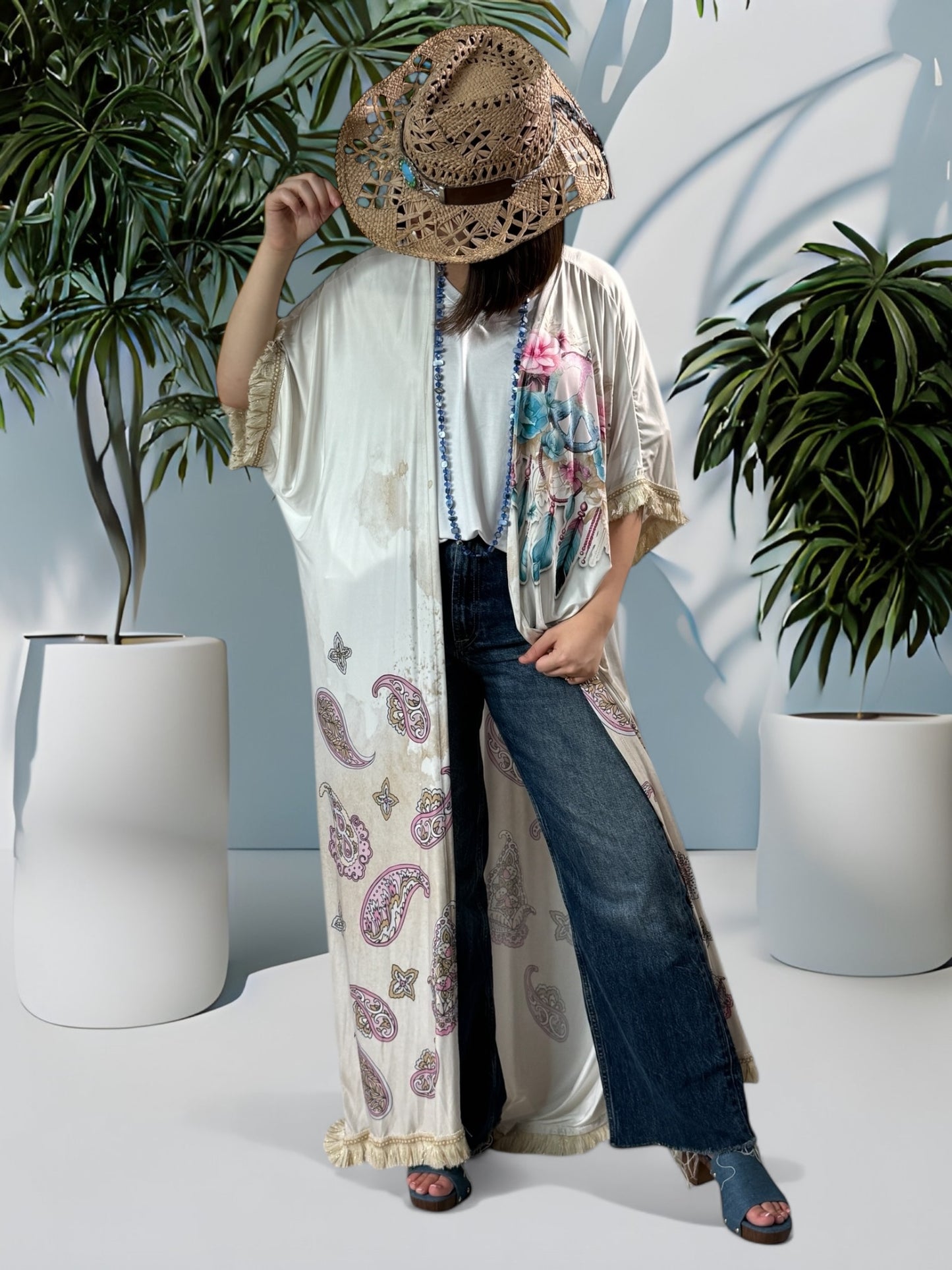 SANTAFEE - KIMONO FLUIDE OVERSIZE JUSQU'A LA TAILLE 56/58 REF2