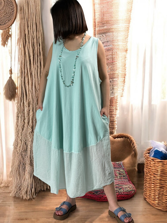 ANNELISE - ROBE OVERSIZE LAGON BI-MATIERE JUSQU'A LA TAILLE 54