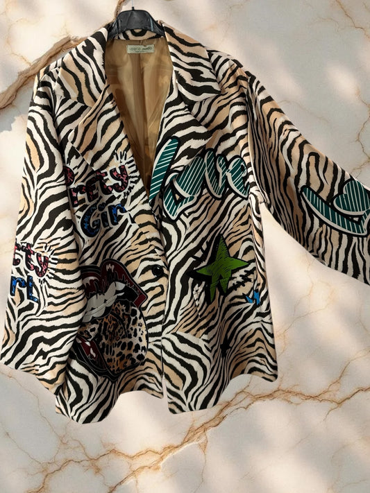 MARICAO - VESTE OVERSIZE A MOTIF JUSQU'A LA TAILLE 52